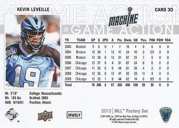 2010 Upper Deck Major League Lacrosse #30 Kevin Leveille Back